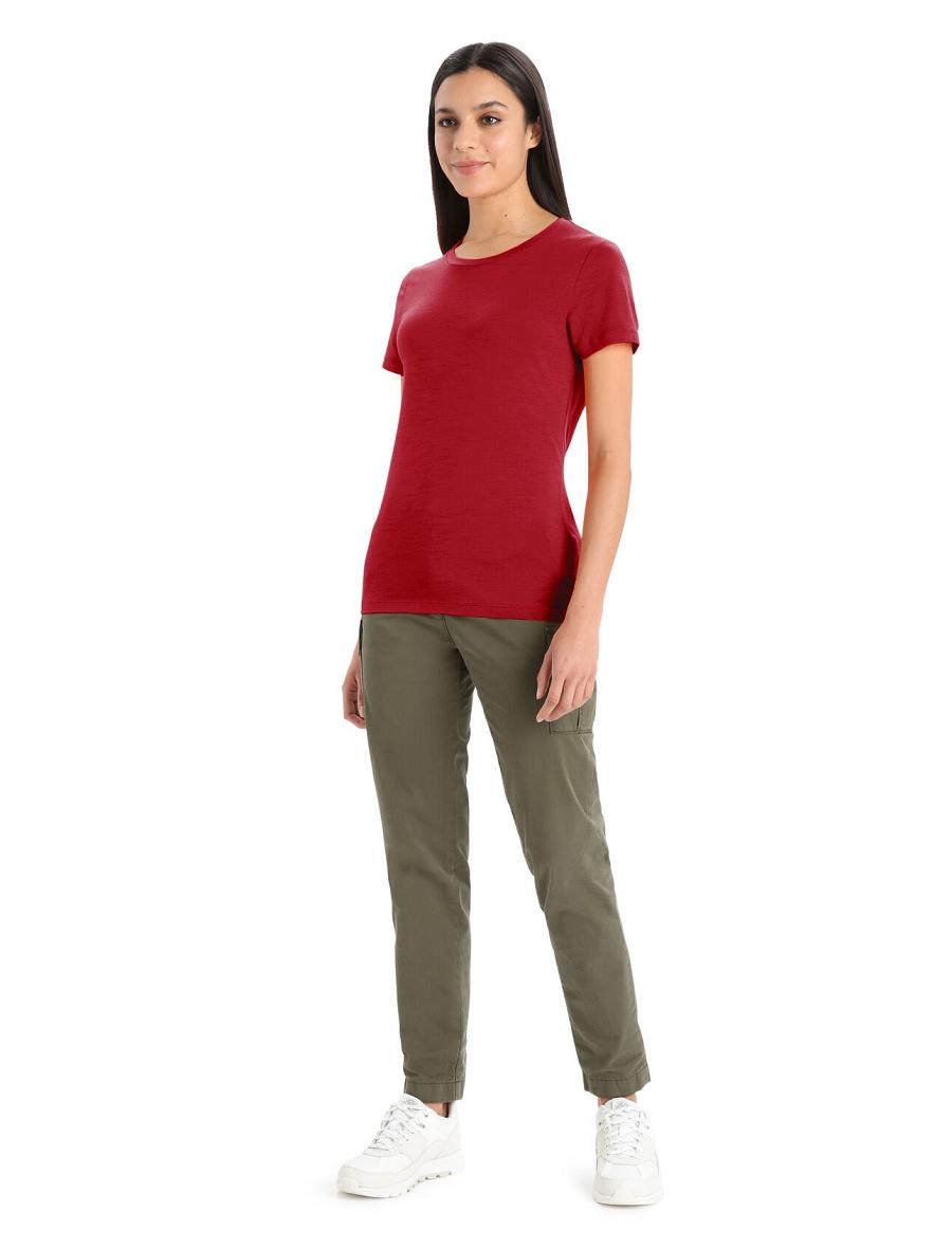 Cherry Women's Icebreaker Merino Tech Lite II Short Sleeve T Shirts | USA 1576MQZA